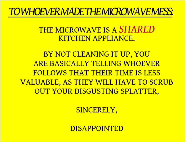 Full Sheet Label of Pam's Microwave Note