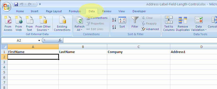 Controlling Address Label Field Length in Excel