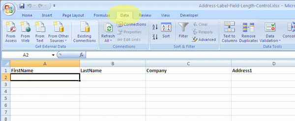 Controlling Address Label Field Length in Excel