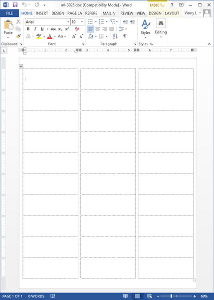 ML-3025 Address Label Template