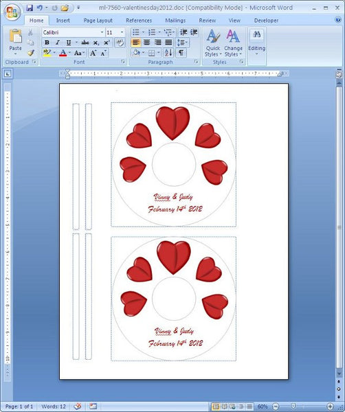 Valentines Day CD DVD Template for ML-7560