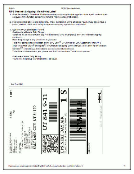 UPS Shipping Label