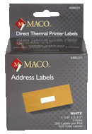 MACO M86201 Direct Thermal Labels, 3-1/2" X 1-1/8"