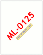 ML-0125 Full Sheet label, aka ML0125, 8-1/2" X 11", One Label Per Sheet, 25 Sheet Pack