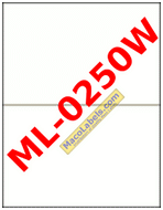 ML-0250W Half Sheet Weather Resistant Labels, 8-1/2" X 5-1/2", 2 Labels per Sheet