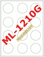 MACO ML-1210G Glossy White 2" Circle Labels, 12 Labels Per Sheet