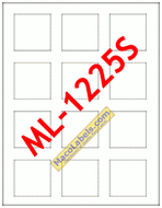 MACO ML-1225S White 2" Square Labels, 12 Labels Per Sheet