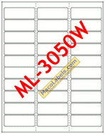 ML-3050W White Weather Resistant Address Labels 2-5/8" X 1" , 30 Labels per Sheet