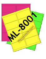 MACO ML-8001 Assorted Glo Color Labels, 2" X 4" Labels, 10 Labels Per Sheet