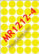 MACO MR1212-4 Yellow 3/4" Diameter Color Coding Labels aka MR12124