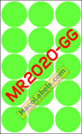 MACO MR2020-GG Green Glo 1-1/4" Diameter Circle Labels