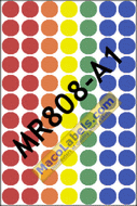 MACO MR808-A1 Assorted Colors 1/2" Diameter Circle Labels, 800 Labels Per Box