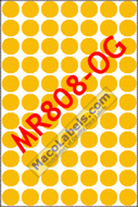 MACO MR808-OG Orange Glo 1/2" Diameter Circle Labels, 800 Labels Per Box