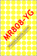 MACO MR808-YG Yellow Glo 1/2" Diameter Circle Labels 800 Labels Per Pack