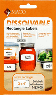 MACO M83400 Dissolvable Labels 4" X 2"