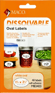 MACO M83403 Dissolvable Oval Labels, 2-1/2" X 1-1/2"