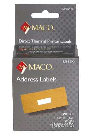 MACO M86200 Direct Thermal Labels, 3-1/2