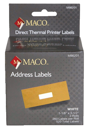 MACO M86201 Direct Thermal Labels, 3-1/2