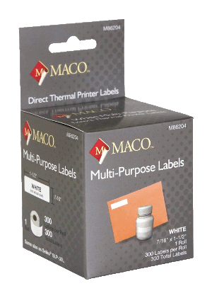 MACO M86204 Direct Thermal Labels, 1-1/2