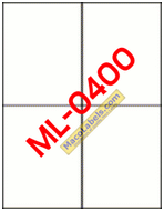 ML-0400 Quarter Sheet Shipping Label, 4-1/4" X 5-1/2" Labels, 4 Labels Per Sheet