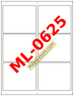 MACO ML-0625 White 3-1/3" X 4" Shipping Labels 6 Per Sheet, 25 Sheet Pack