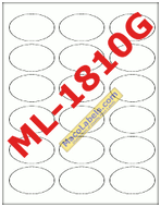 ML-1810G White 1-1/2" X 2-1/2" Oval Labels, 18 Labels Per Sheet