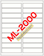 MACO ML-2000 White 4" X 1" Address Labels, 20 Labels Per Sheet