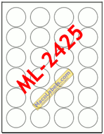 ML-2425 White 1-2/3" Diameter Circle, 24 Labels Per Sheet