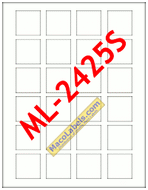 MACO ML-2425S White 1-1/2" Square Labels, 24 Labels Per Sheet