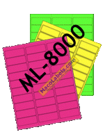 MACO ML-8000 Assorted Glo Color Labels, 2-5/8" X 1" Labels, 30 Labels Per Sheet