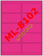 MACO ML-8102 Pink Glo 4" X 2" Address Labels, 10 Labels Per Sheet