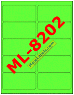 MACO ML-8202 Green Glo Address Labels, 4" X 2", 10 Labels Per Sheet